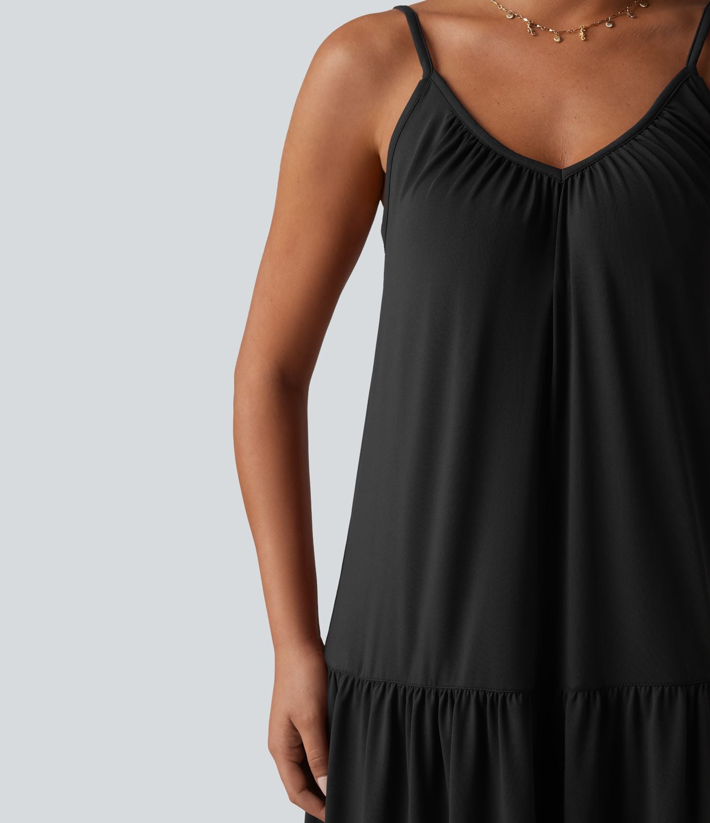 Robe nuisette maxi fluide col V ourlet fendu style vacances