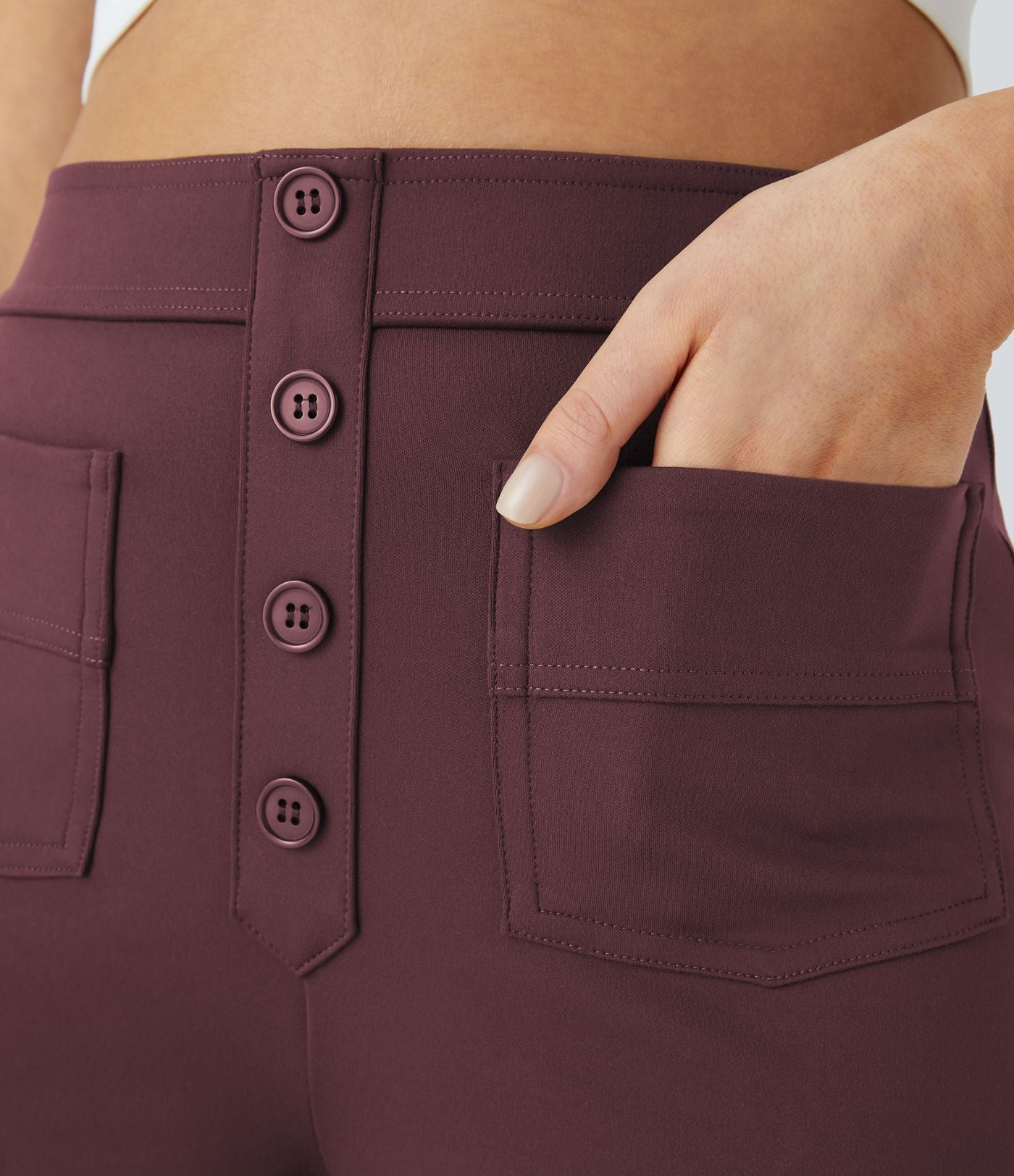 Pantalon taille haute coupe droite DayStretch avec poches