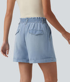 Short en jean décontracté taille haute 7,5 cm avec poches