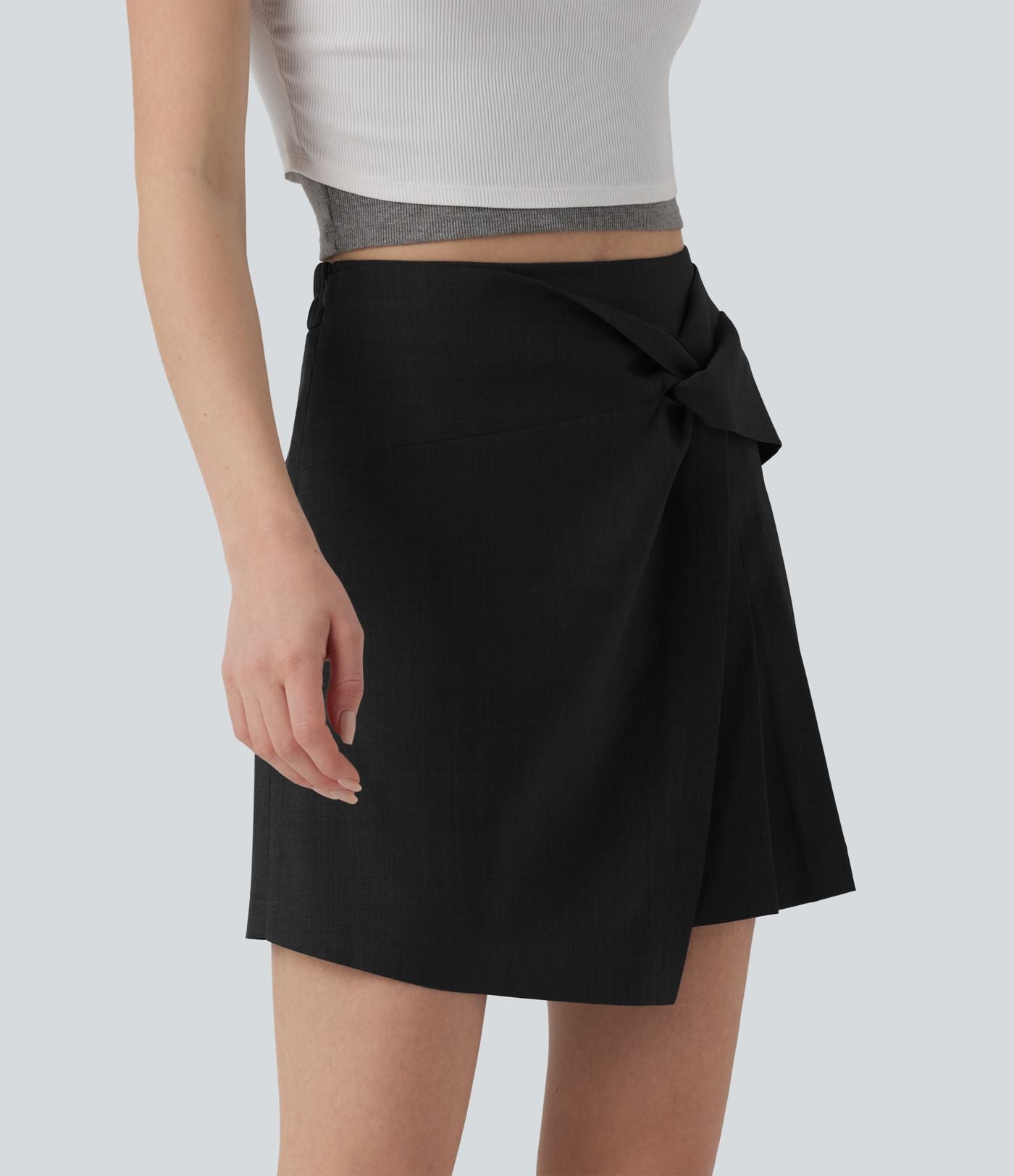 Jupe courte casual 2-en-1 à plis taille haute