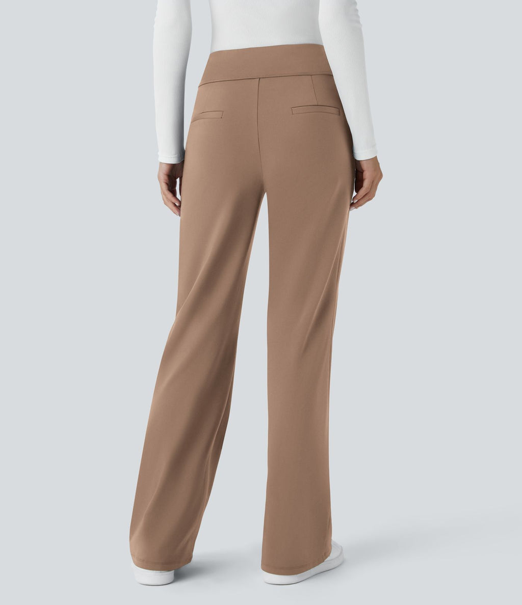 Pantalon tailleur évasé taille mi-haute Halara Flex™ DayStretch avec zip latéral et poches