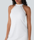 Robe de yoga courte 2-en-1 dos nu à nouer Softlyzero™ Airy Cool Touch avec poche latérale - UPF50+