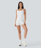 Débardeur de course crop top dos nu col carré bretelles croisées Softlyzero™ Airy Cool Touch - longueur rallongée - UPF50+