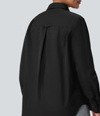 Chemise tailleur col chemise ourlet arrondi manches longues avec poche poitrine