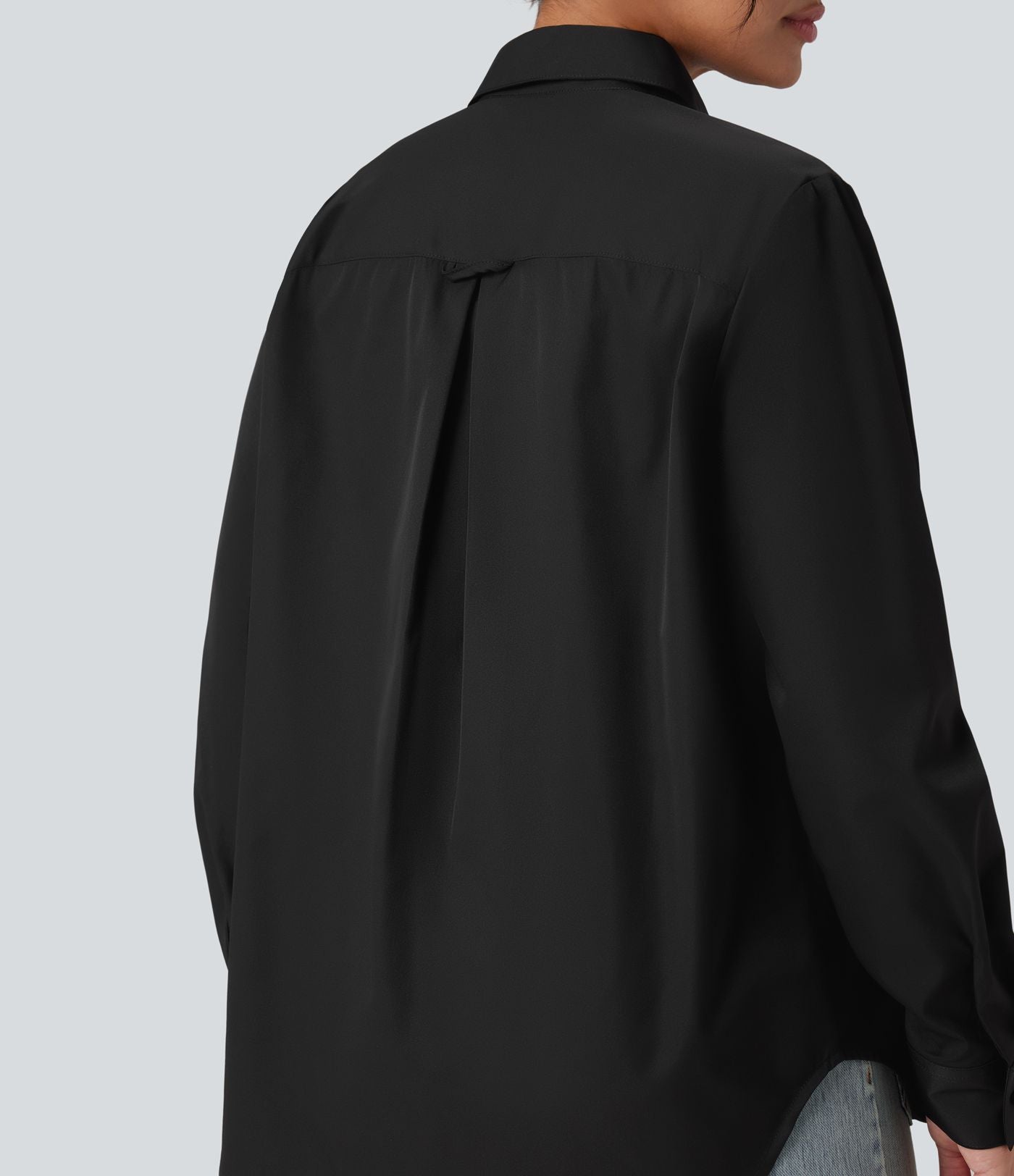 Chemise tailleur col chemise ourlet arrondi manches longues avec poche poitrine