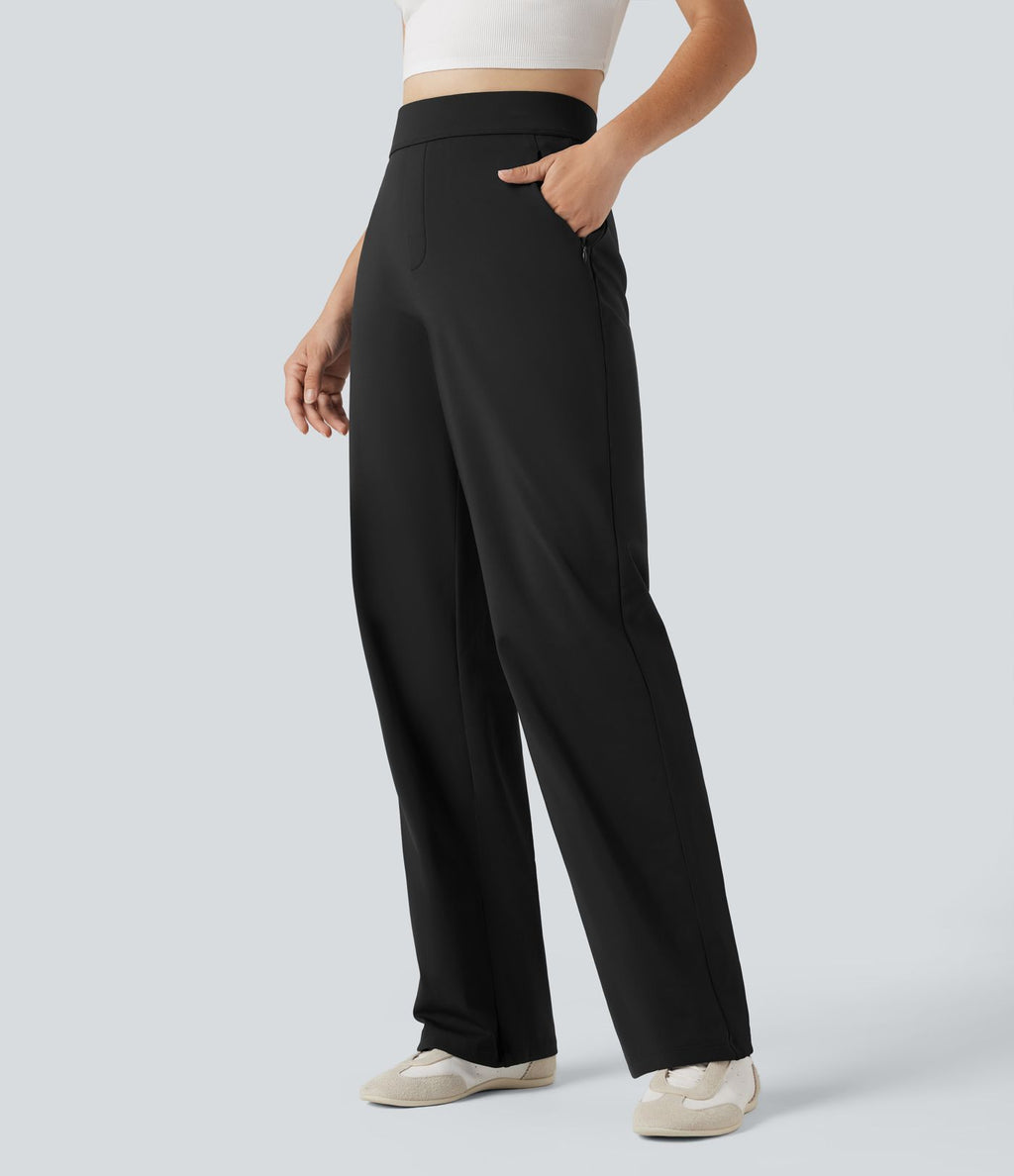 Pantalon coupe droite SoftlyZero™ Plush thermique taille haute avec poches zippées