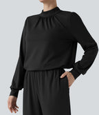 Combinaison pantalon large col montant dos goutte d'eau manches longues avec poches