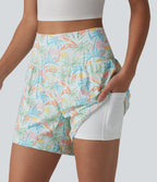 Short hawaïen 2 en 1 taille haute 12,5 cm avec poches