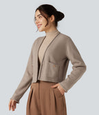 Cardigan tailleur ouvert manches longues avec poches