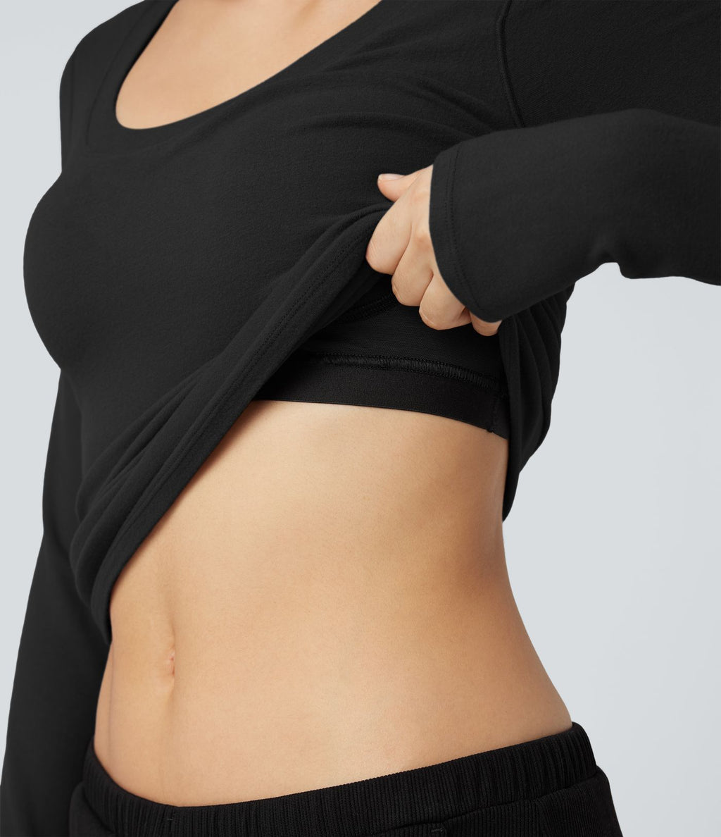 Top casual chaud push-up à col arrondi et manches longues - Bonnet A/B