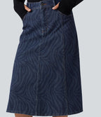 Jupe en jean midi casual Halara Flex™ taille mi-haute avec poches