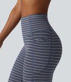 Halara UltraSculpt™ Legging de course à rayures jacquard taille haute ventre plat avec poches
