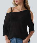Pull décontracté asymétrique demi-manches