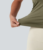 Débardeur de yoga SoftlyZero™ Airy col bateau ajouré froncé effet frais InstantCool avec brassière intégrée