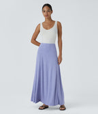 Jupe Évasée Casual Longue Fermeture Éclair Latérale Taille Haute