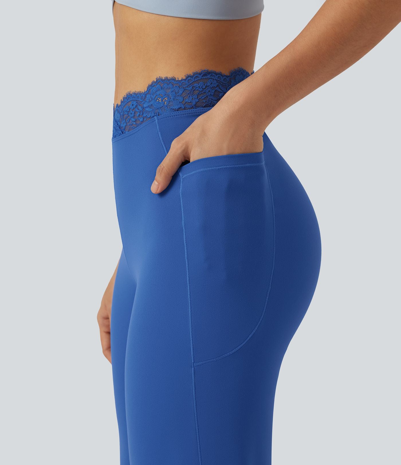 Pantalon de danse taille haute coupe ballon SoftlyZero™ avec dentelle contrastée, poches et protection solaire UPF50+