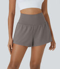 Short 7,5cm Yoga 2 en 1 Super Taille Haute Poches Arrière Poches Cachées Latérales