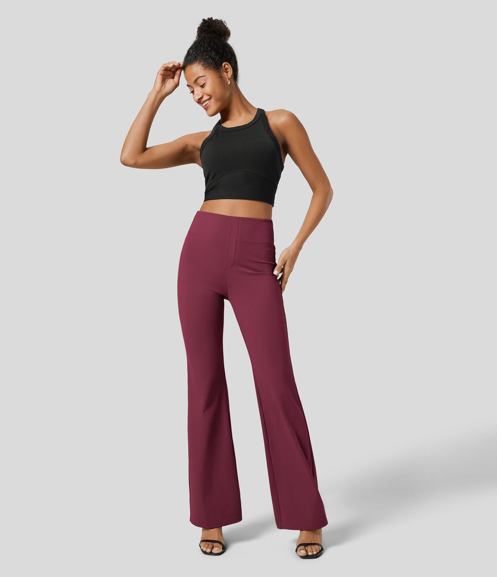 Pantalon tailleur légèrement évasé taille haute avec poches arrière Halara Flex™