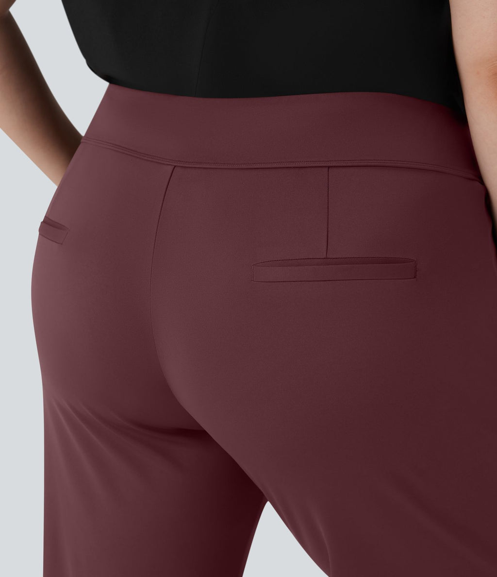 Pantalon tailleur évasé grande taille taille haute Halara Flex™ DayStretch avec poches zippées latérales