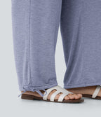 Pantalon de jogging décontracté à taille haute croisée avec poches latérales et cordon de serrage
