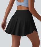 Jupe mini de tennis à œillets, taille haute, 2 en 1, coupe trapèze, croisée, avec poches