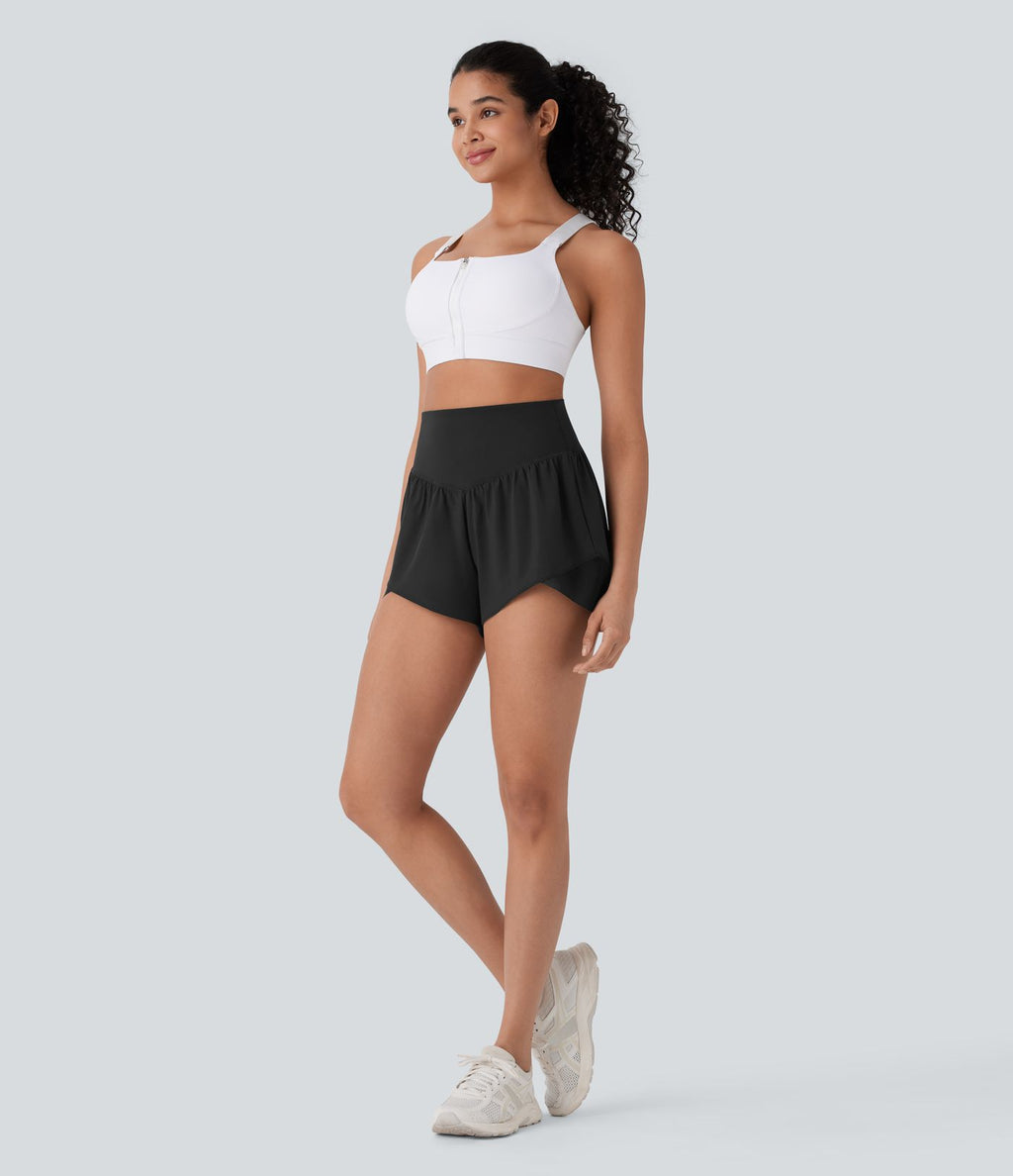 Breezeful™ Short yoga taille haute avec poche arrière ourlet croisé séchage rapide