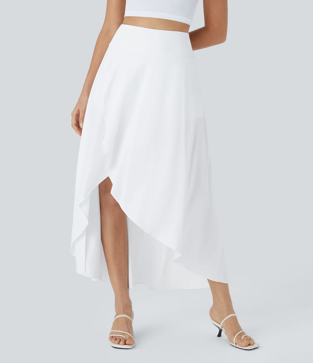 Jupe Longue Casual Breezeful™ Taille Haute à Volants 2en1 Fluide Sèchement Rapide Quotidien Maxi