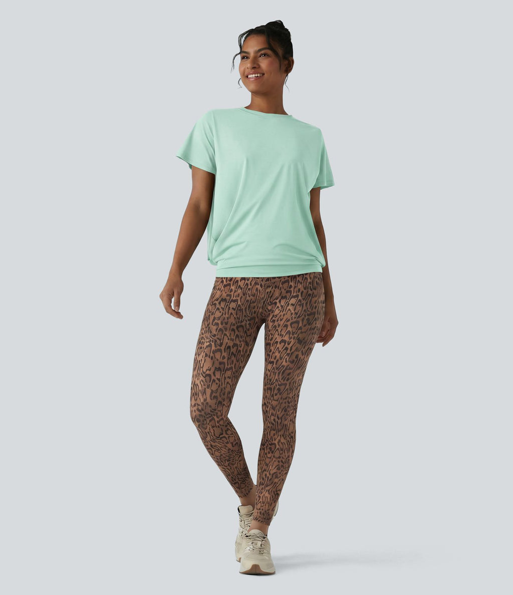 Haut de sport col rond manches courtes effet frais InstantCool avec fronces, protection solaire UPF50+