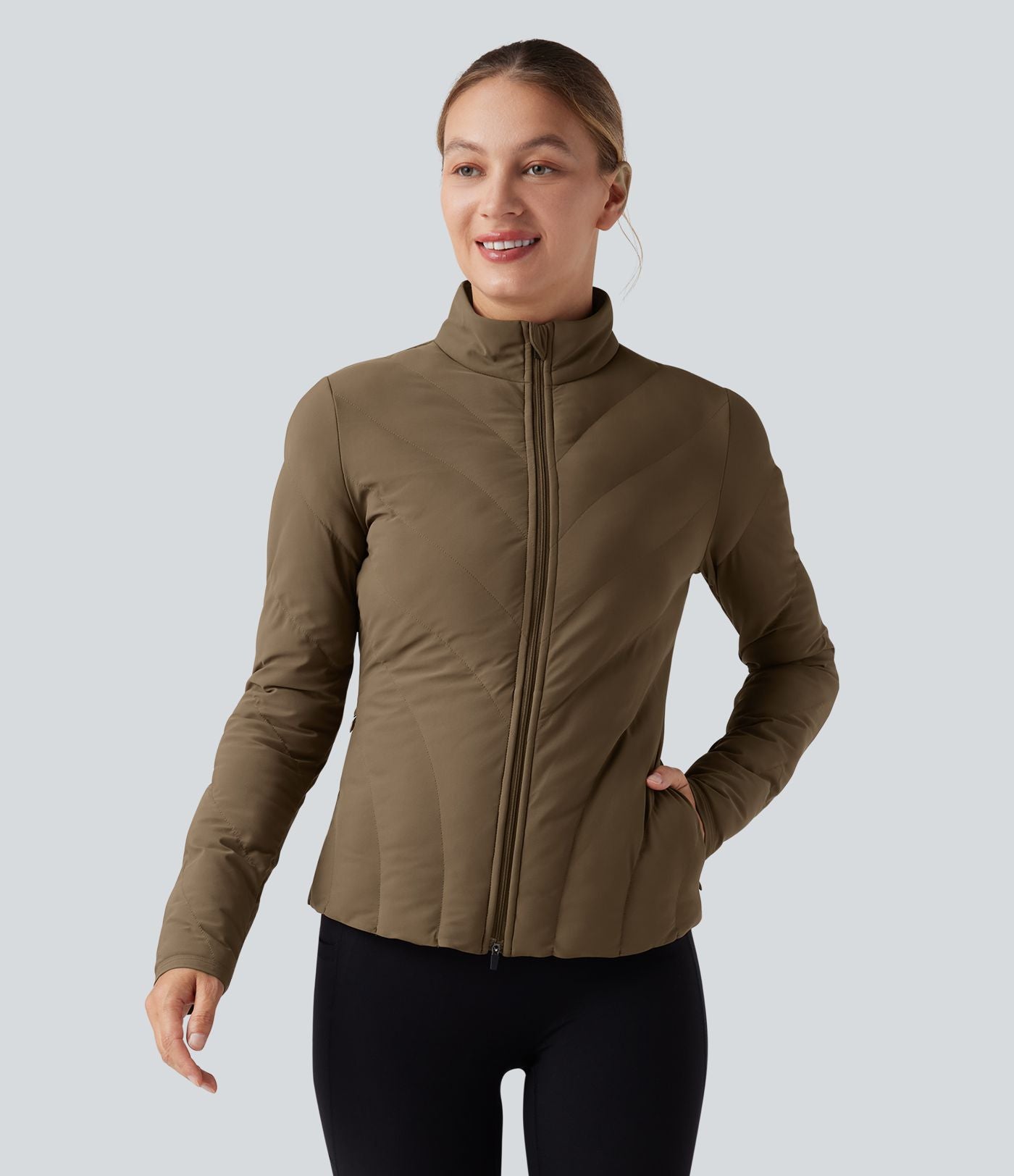 PuffFlex Veste matelassée casual extensible à col montant et manches longues avec poches