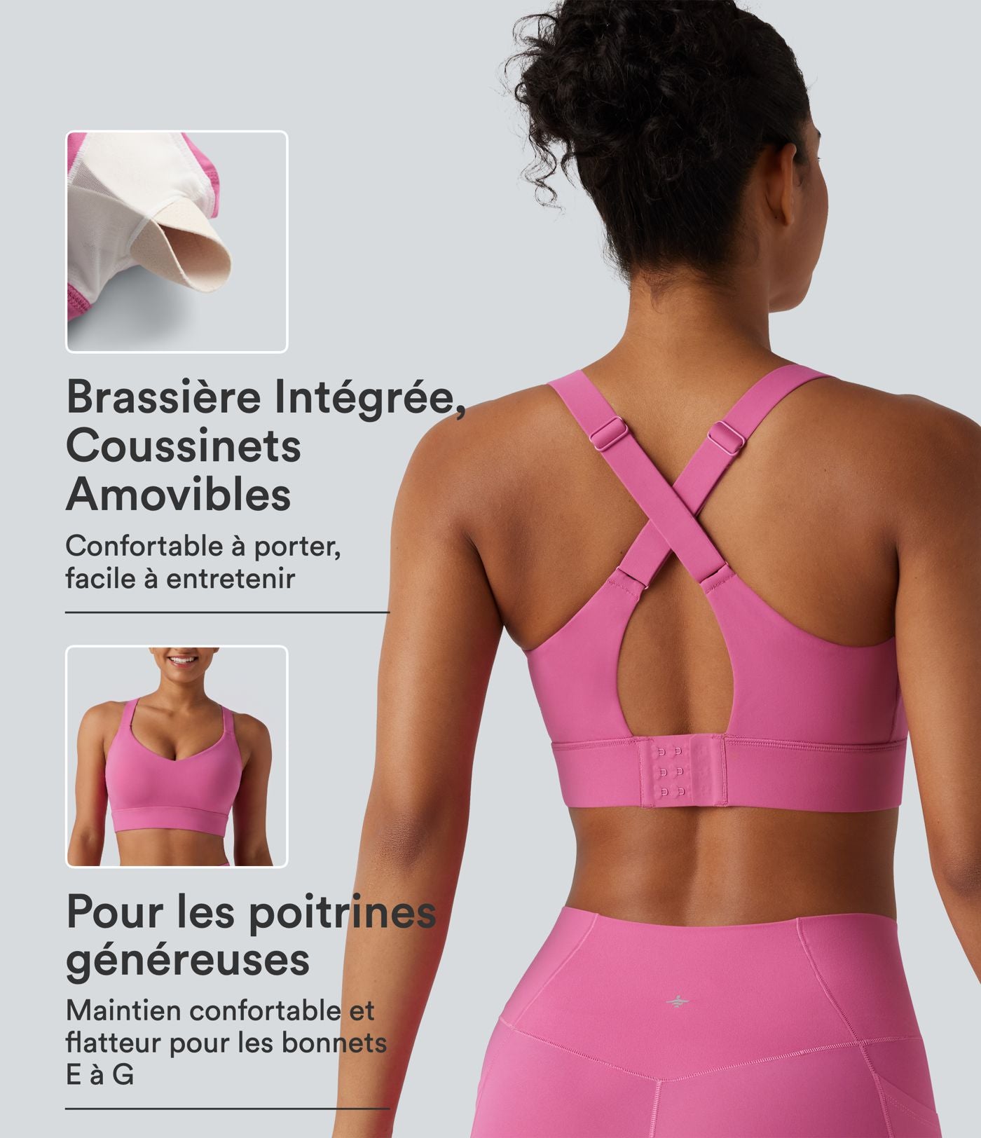 Haut brassière de sport Halara UltraSculpt™ maintien moyen col V, dos nu, bretelles croisées, coussinets amovibles, bonnets E à G