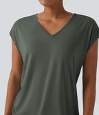 T-shirt casual col V manches courtes