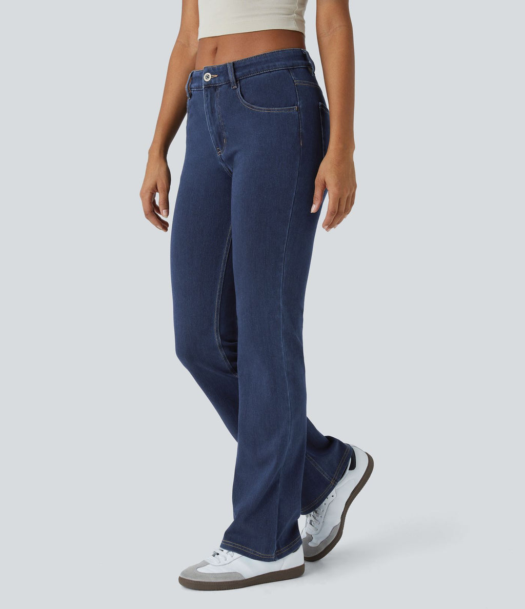 Halara Flex™ Jean Évasé Casual Taille Mi-haute Tricot Extensible Boutonnés Poches