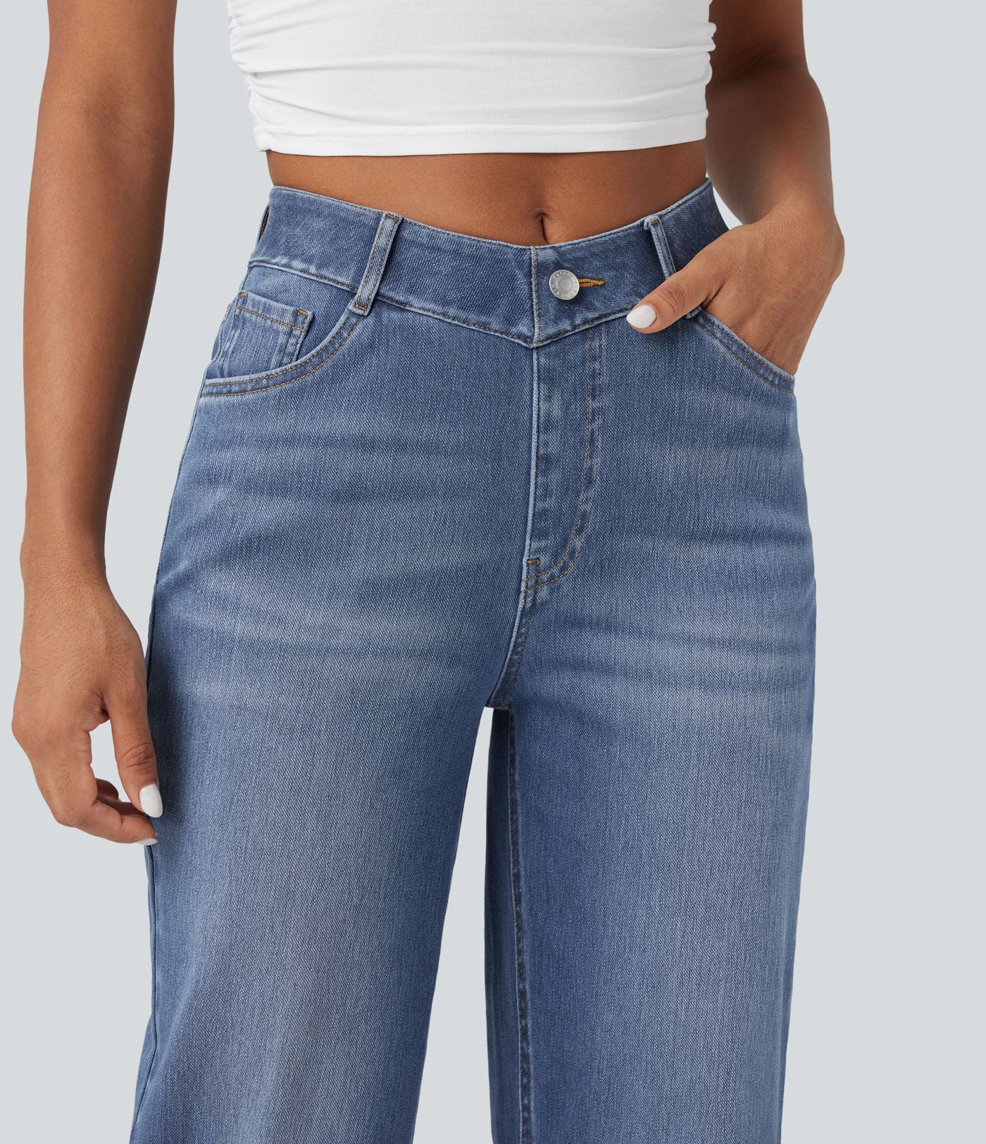 Jean baggy Halara Flex™ taille haute coupe en V 7/8 avec poches