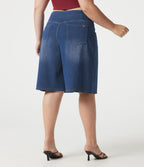 Short en jean Halara Flex™ ample décontracté grande taille ventre plat, taille haute, croisé, à poches