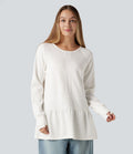 Sweat-shirt col rond volants manches longues avec trous pouces