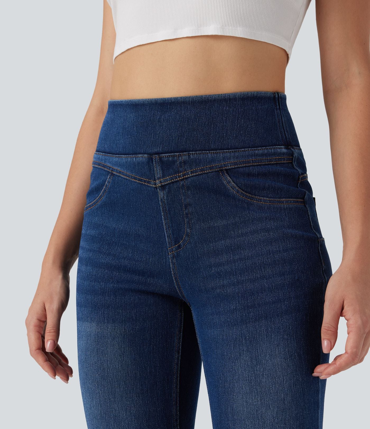 Legging skinny 7/8 en denim Halara Flex™ taille haute gainant avec poches