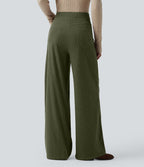 Pantalon velours côtelé tailleur et large Halara Flex™, taille haute, avec poches