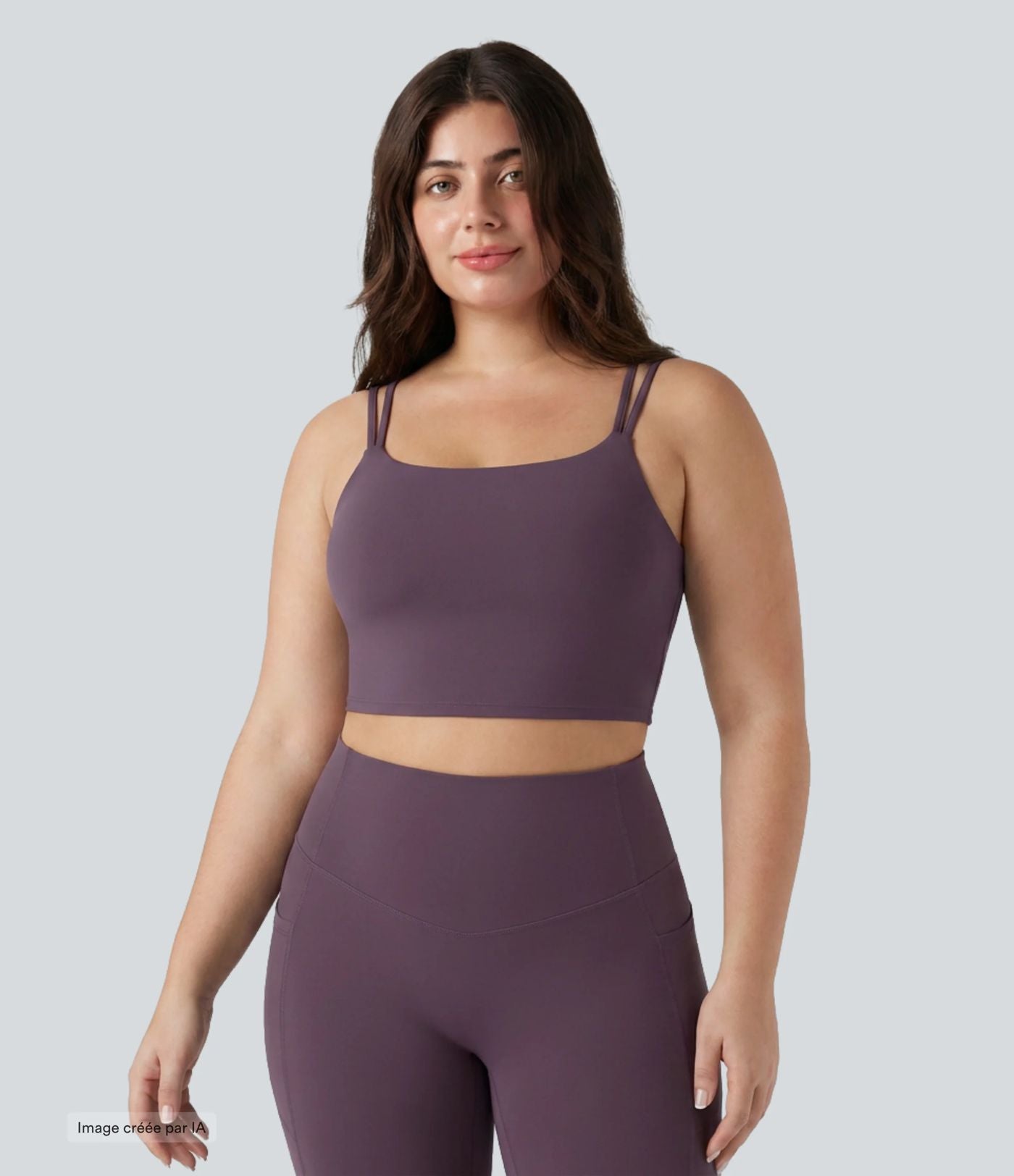 Débardeur de yoga court grande taille Halara UltraSculpt™ torsadé dos nu avec doubles bretelles et brassière intégrée