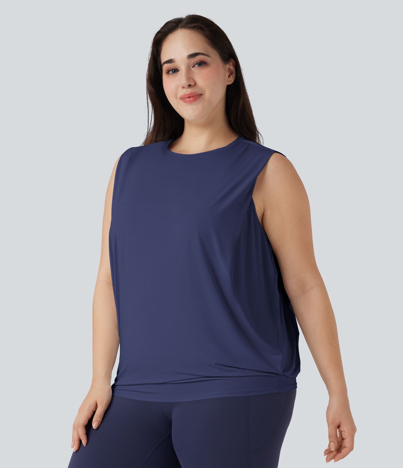 Débardeur yoga grande taille col rond Cool Touch - UPF50+
