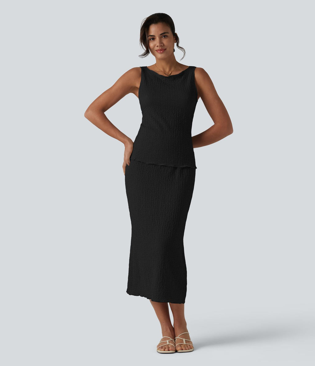 Jupe midi décontractée taille haute