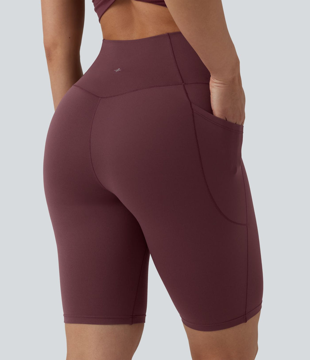 SoftlyZero™ Short cycliste de yoga croisé taille haute 23 cm avec poches - UPF50+