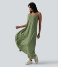 Robe longue fluide casual col U