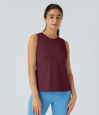 Top Débardeur Yoga Uni à Ourlet Croisé et Découpe