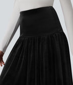 Jupe longue casual trapèze velours taille haute