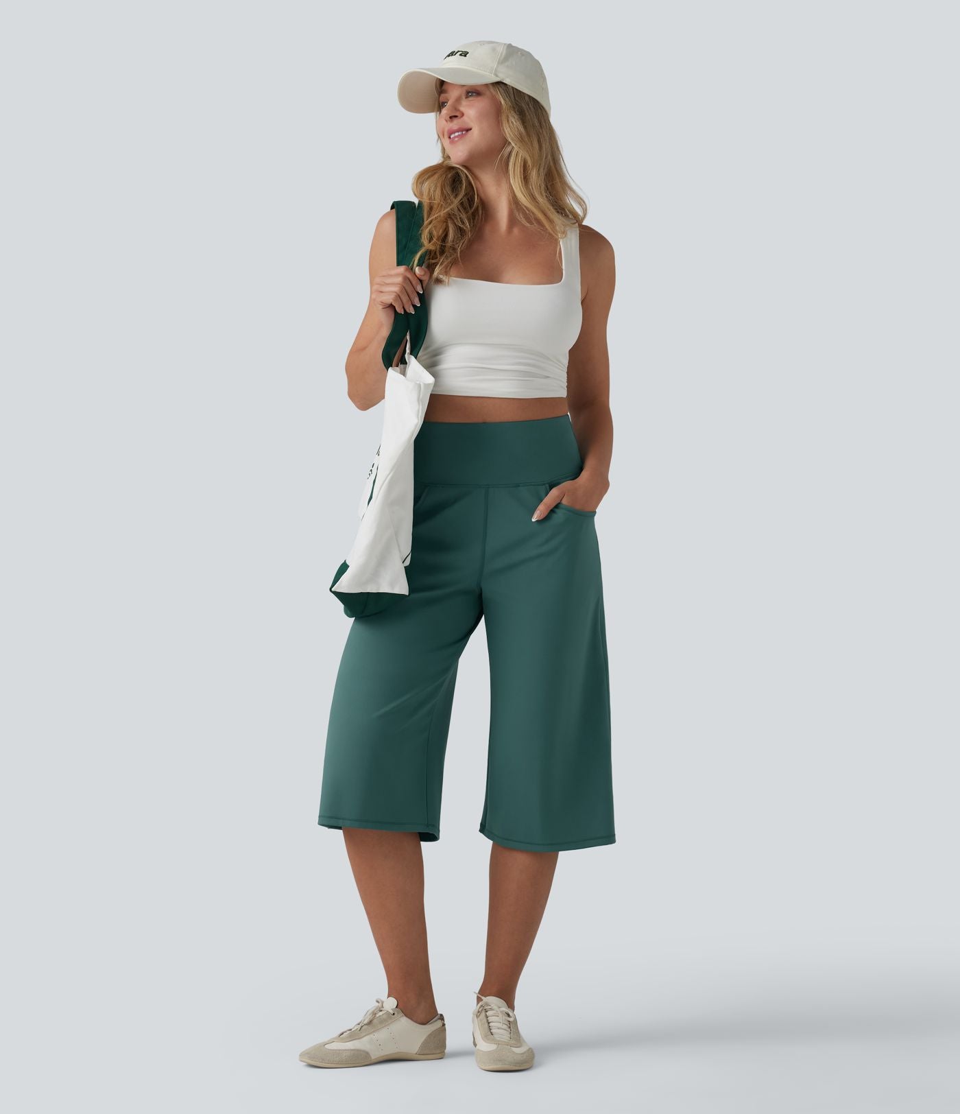 Pantalon corsaire ample SoftlyZero™ Airy effet frais InstantCool taille haute gainant avec poches