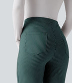 Pantalon de travail Halara Flex™ évasé à rayures, taille haute, avec poches