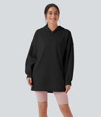 Sweat-shirt décontracté polaire oversize à capuche manches longues avec poches