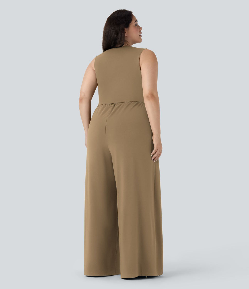 Combinaison grande taille col V sans manches avec poches - Édition Easy Peasy