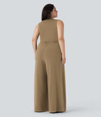 Combinaison grande taille col V sans manches avec poches - Édition Easy Peasy