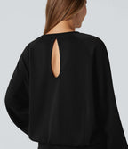 Sweat-shirt col rond manches longues à découpes avec poches